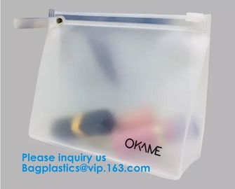 Eco-friendly heat seal frosted PVC /EVA ziplock bag, Custom Waterproof Cosmetic Clear Plastic PVC Zipper Bag With Logo
