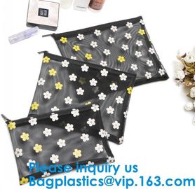 Travel Toiletry Pouch Nylon Mesh Cosmetic Makeup Organizer Bag Zipper Mesh Makeup Bag,Ladies Eco Makeup Hand Bag