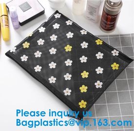 Travel Toiletry Pouch Nylon Mesh Cosmetic Makeup Organizer Bag Zipper Mesh Makeup Bag,Ladies Eco Makeup Hand Bag