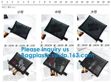 Black Nylon Mesh Makeup Cosmetic Bag / Small Nylon Mesh Make Up Cosmetic Bag,Mesh Cosmetic Bag Neceser Toiletry Organize