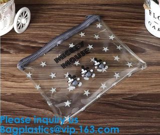 Logo Printed Plastic Stationery Packaging Bag Custom Pvc Zipper Slider Bag,Matte Frosted PVC Slider Zipper Bag Plastic B