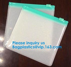 Slider Zipper Cosmetic Pvc Bag Clear Vinyl Pvc Ziplock Bag,Matte PVC Zipper Slider Bag With Ring, Bagease, Bagplastics