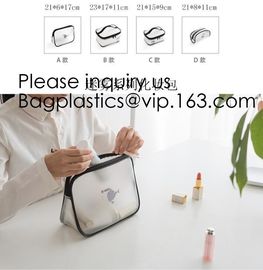 Eco Friendly PVC Zipper Cosmetic Pouch Clear Toiletry Bag, Stand Up Packaging Zip Lock Cosmetic Bag Pouch, bagease