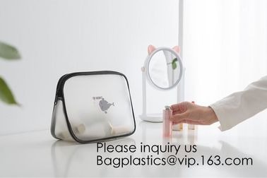 Eco Friendly PVC Zipper Cosmetic Pouch Clear Toiletry Bag, Stand Up Packaging Zip Lock Cosmetic Bag Pouch, bagease