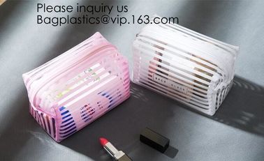 Clear Zipper Pouch with Strap Makeup Bag PVC Cosmetic Pouch,Printing Clear Ziplock Cosmetic PVC Pouch, bagease, bagplast