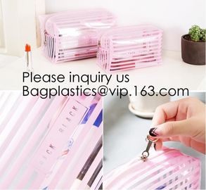 Clear Zipper Pouch with Strap Makeup Bag PVC Cosmetic Pouch,Printing Clear Ziplock Cosmetic PVC Pouch, bagease, bagplast