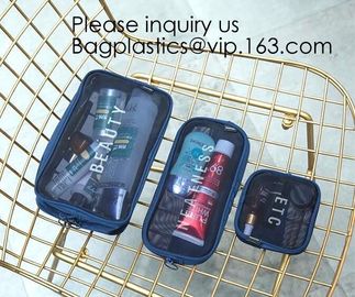 Men and Women Mesh Cosmetic Pouch Set Toiletry Bags See Through Travel Makeup Organizer,mesh cosmetic pouch nylon cosmet