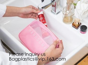 Travel toiletry pouch cosmetic makeup organizer bag zipper transparent pvc mesh bags,pouch nylon cosmetic gift bags&case