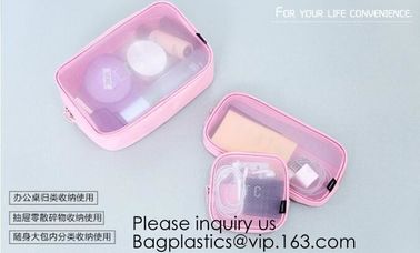 Travel toiletry pouch cosmetic makeup organizer bag zipper transparent pvc mesh bags,pouch nylon cosmetic gift bags&case