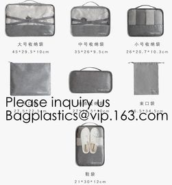 Custom Private Logo Travel Accessories Laundry Pouch 4pcs Packing Cubes Set Compression Travel Cubes, bagease, bagplasti