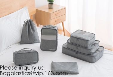 Custom Private Logo Travel Accessories Laundry Pouch 4pcs Packing Cubes Set Compression Travel Cubes, bagease, bagplasti