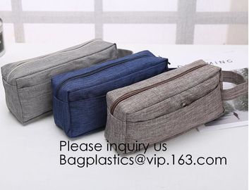 Wholesale Men Vintage Zipper Cosmetic Bag Leather Wash Cotton Canvas Makeup Bag Toiletry Bag, bagease, bagplastics
