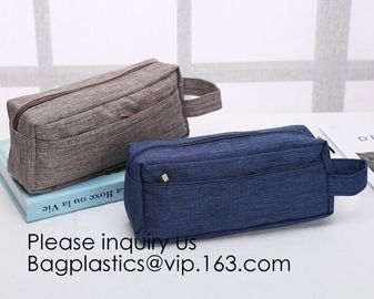 Wholesale Men Vintage Zipper Cosmetic Bag Leather Wash Cotton Canvas Makeup Bag Toiletry Bag, bagease, bagplastics