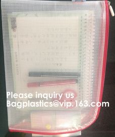 Transparent clear mesh pvc zipper ziplock document file bag B5 plastic PVC file document students office storage bag