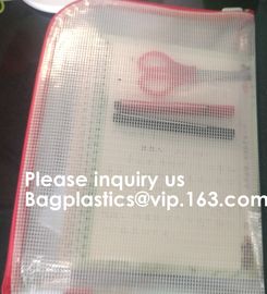 Transparent clear mesh pvc zipper ziplock document file bag B5 plastic PVC file document students office storage bag