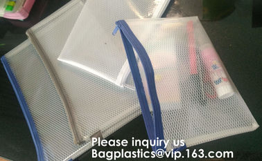 PVC A4/A5/A3 Waterproof Mesh Transparent Zipper File Folder Bag,A4 Double Zipper Mesh File Storage Bag With Color