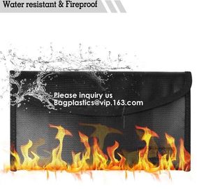 waterproof and fireproof resistant document bag,Lock Box Bag For Documents Money & Office Files Freproof Safe Bag with L