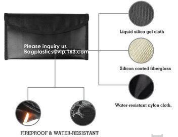 waterproof and fireproof resistant document bag,Lock Box Bag For Documents Money & Office Files Freproof Safe Bag with L