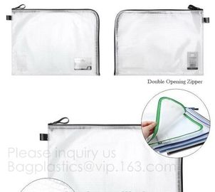 PP Mesh Zipper Bag Moisture Proof File Folder,Double opening data pp zipper office file bag,A5 file folder printed zippe