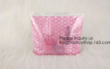 New Design Pvc Ziplock Epe Foam Heart-Shaped Bubble Bag For Cosmetic/Pink Plastic Bubble Bag With Zipper bagease package