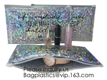 Printing Zipper Plastic Foil Ziplock Packaging Hologram Laser Holographic Aluminum Foil Folding Pouch Bags For Jewelry