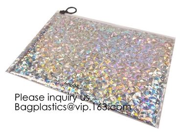 Printing Zipper Plastic Foil Ziplock Packaging Hologram Laser Holographic Aluminum Foil Folding Pouch Bags For Jewelry