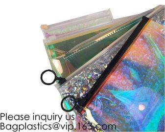 Printing Zipper Plastic Foil Ziplock Packaging Hologram Laser Holographic Aluminum Foil Folding Pouch Bags For Jewelry