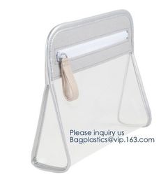 Recyclable Clear Gift Plastic Flat Bottom Logo Pvc Ziplock Nylon Packing Bags With Handles,holographic ziplock makeup co