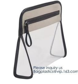 Recyclable Clear Gift Plastic Flat Bottom Logo Pvc Ziplock Nylon Packing Bags With Handles,holographic ziplock makeup co