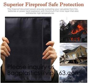 Documents, Folders, Superior Fireproof Safe Protection,A4 Fireproof Document Holder Case Fire Resistant Money Purse Pack