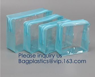 TSA Approved Clear Travel Toiletry Bag Holiday Cosmetic Bag PVC Makeup Bags Different Size 3 Pieces, bagease, bagplastic