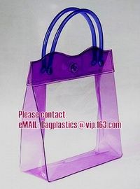 clear pvc packaging bag with handle for wine, vinyl pvc zipper gift tote bags with handles, gift bag with plastic snap