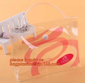 Promotion clear pvc cosmetic plastic handle bag pvc tote bags, recyclable PVC loop handle plastic bag, gift and shopping