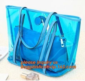 Large Clear Tote Bags PVC Beach Lash Package Tote Shoulder Bag with Interior Pocket, beach lash package tote