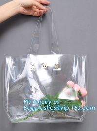 Eco-friendly washable kraft paper with PVC handle bag for women, Die cut handle soft PVC packaging bags for tool, handy