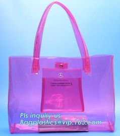 customized handle logo clear pvc bag with zipper china manufacturer, environmental friendly clear pvc plastic handle bag