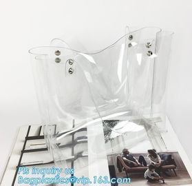 Women Handbag PVC Single Shoulder Bag with Handles, Lady's Jelly Transparent PVC Beach Handbag Tote Shoulder Bag & Mini