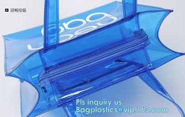 customized handle clear plastic pvc make up bag, vinyl pvc zipper bags with handles, snap button closure or ziplock plas