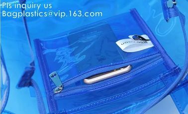 customized handle clear plastic pvc make up bag, vinyl pvc zipper bags with handles, snap button closure or ziplock plas