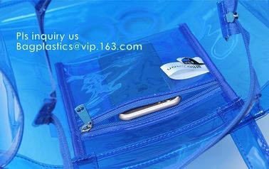 customized handle clear plastic pvc make up bag, vinyl pvc zipper bags with handles, snap button closure or ziplock plas