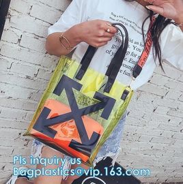 Bow Handle Hanger Zipper Lock Cosmetic Pvc Bag With Ziplock, handle bag gift clear vinyl plastic packaging zipper bags w
