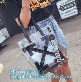 Bow Handle Hanger Zipper Lock Cosmetic Pvc Bag With Ziplock, handle bag gift clear vinyl plastic packaging zipper bags w