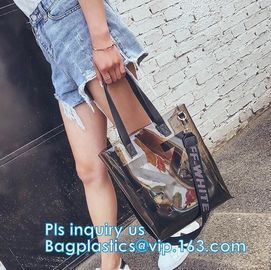 Bow Handle Hanger Zipper Lock Cosmetic Pvc Bag With Ziplock, handle bag gift clear vinyl plastic packaging zipper bags w