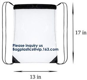 Custom Made PVC Transparent Drawstring Bag For Sports Cloth,Sport Promotional Clear Pvc Beach Shoe Bag Clear Drawstring