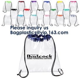 OEM Design Promotion PVC Drawstring GYM Bag,Clear PVC Drawstring Bag With Gold String Promotional Reflective Plastic PVC