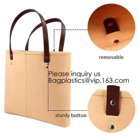 Handmade Fashion felt shoulder Case Ladies Bag Women Handbag Felt Tote Bag with Leather Handle, Bagease, Bagplastics