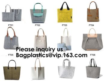 Promotional Custom Made Silk Screen Printing Tote Felt Bag, Shopping Bag,Beach Bag with Leather Handle Shopping Women Ba