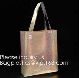 Reusable Custom Transparent PVC Shopping Bag Promotional Items Ladies Clear Plastic Beach Tote Bags Women, bagease, pack