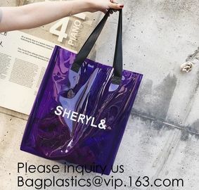 Mirror Shiny PVC Shopping Bag,Wholesale Custom Printed Waterproof Transparent Pvc Tote Bag Clear Pvc Jelly Shopping Bag