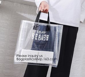 Manufacturer Custom Logo Transparent Clear PVC Plastic Portable Packaging Promotional Gifts Shopping Tote Bag, bagease